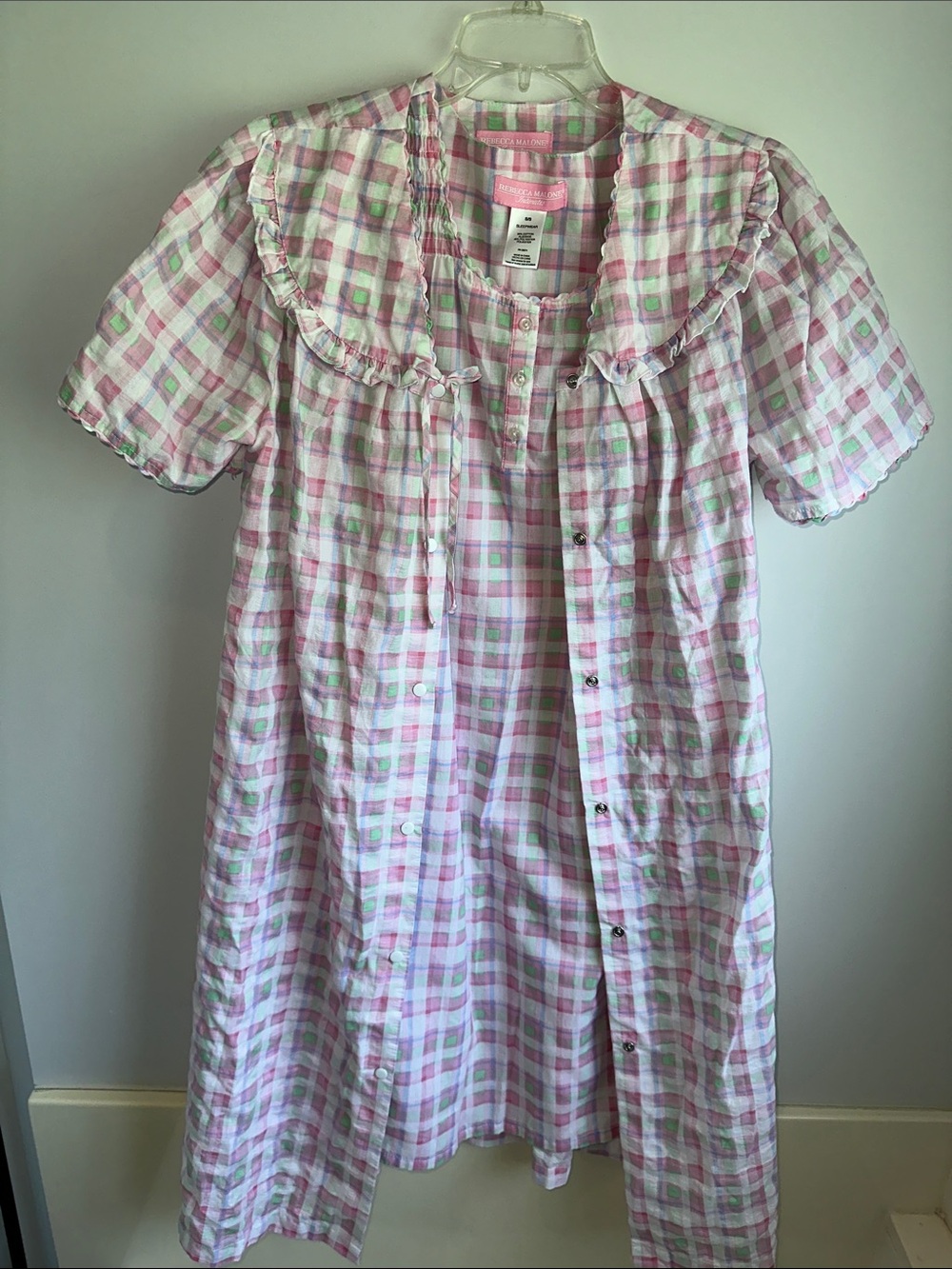 Two Piece  Rebecca Malone Intimates set Size Small 55% Cotton Gown/Robe NWOT